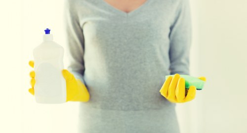 Deep carpet cleaning equipment in use