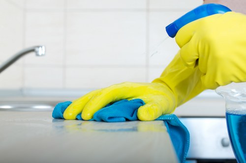 Deep house cleaning in a kitchen area